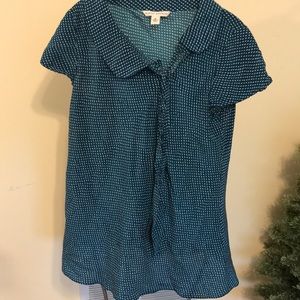 Banana Republic, silk blouse, blueish/green hue.